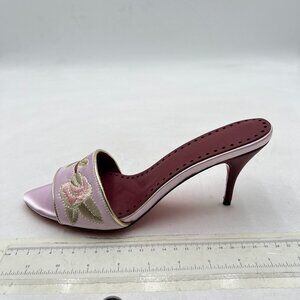 Purple Open Toe High Heel Sandals Slip On Mules Backless Comfy Dress Shoes